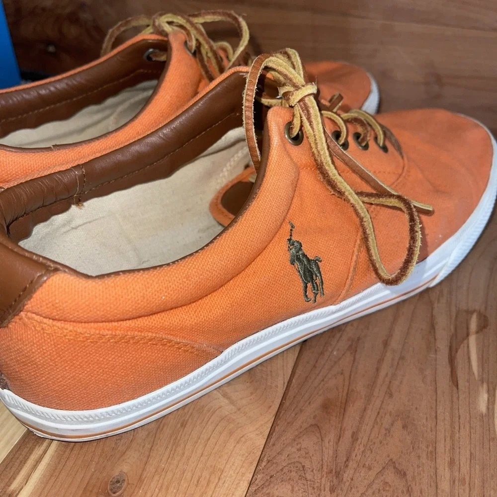Polo Ralph Lauren Vaughn-SK-VLC Orange Canvas Lace-Up Sneakers Men's 10.5 D